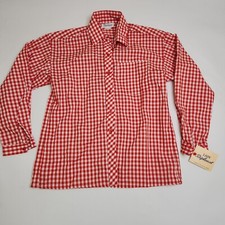 Lady Diplomat Women Sz 10 Red Gingham Long Sleeve Button Up Shirt Made In USA P9