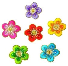 Flowers Embroidered iron on patches 1 7/8 inch across select color FREE SHIPPING