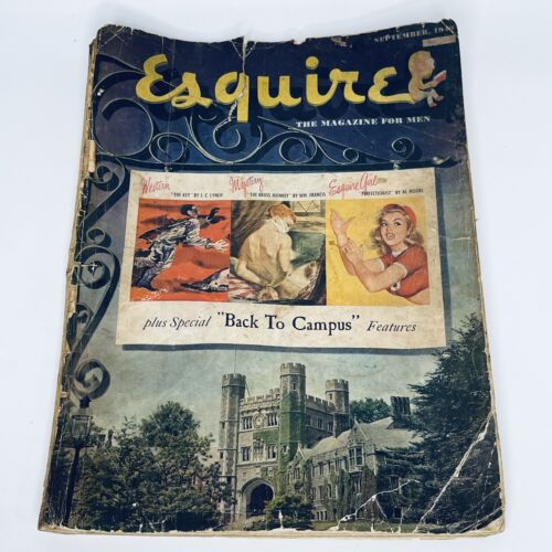 1949 SEPTEMBER ESQUIRE MAGAZINE - ILLUSTRATED COVER w/ Advertisements