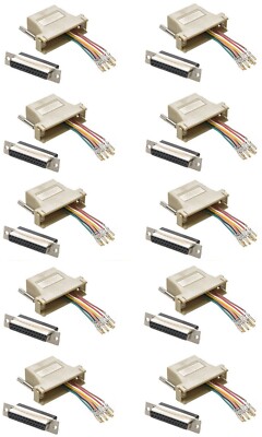 10 pc DB25 25-Pin RS232 Parallel Female to RJ45 Network Female Adapter Converter