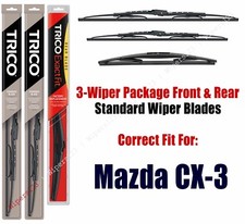 3-Pack Wipers Front & Rear Standard fit 2016+ Mazda CX-3 - 30221/190/10B