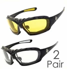 2 Pairs Choppers Motorcycle Padded Foam Driving Riding Glasses Sunglasses - C49