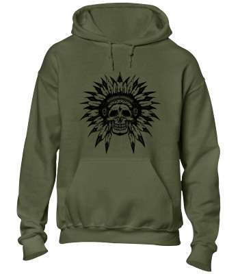 HEADDRESS SKULL HOODY HOODIE COOL INDIANER INDIANER USA DESIGN NEU TOP