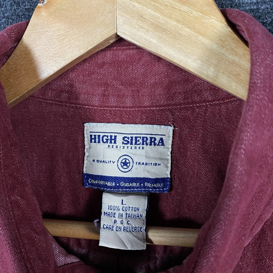 High Sierra Mens Shacket Shirt Large Button Down Brushed Cotton Red Workwear - Image 2 of 4