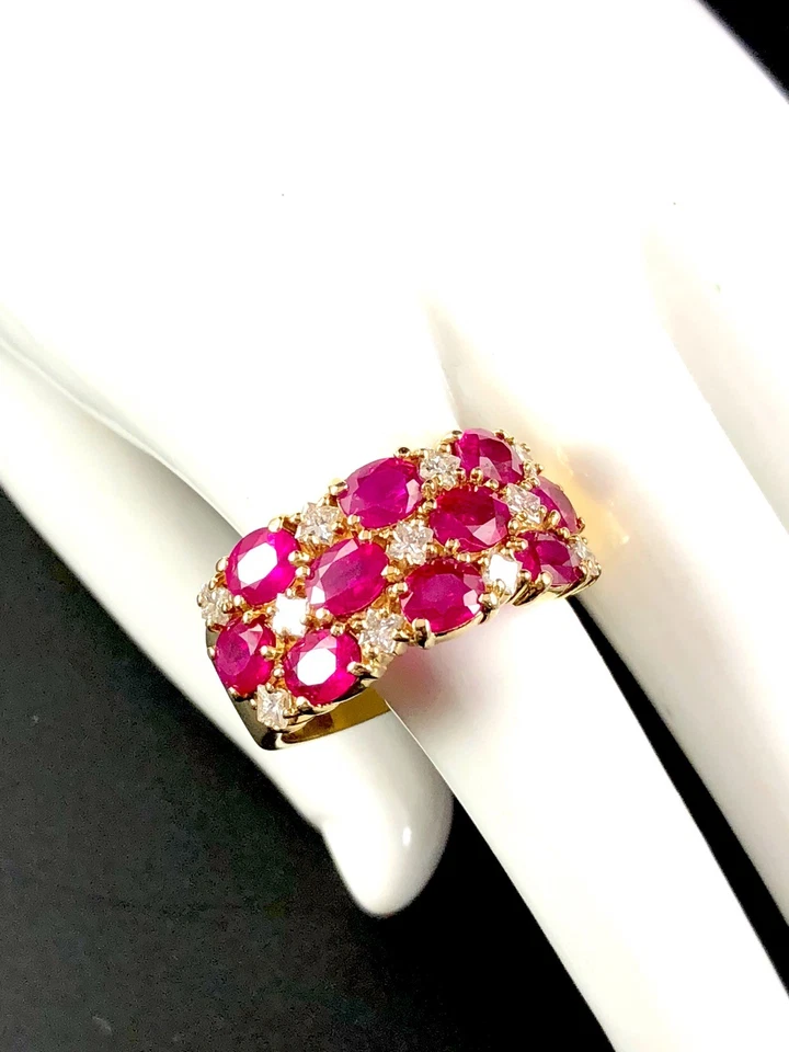 EFFY ТВЕРДЫЙ 14K YG 3.2 CTW ОВАЛЬНЫЙ РУБИН ROYALE .55 CTW БРИЛЛИАНТ КОКТЕЙЛЬНОЕ КОЛЬЦО SZ 9 - Изображение 3 из 4