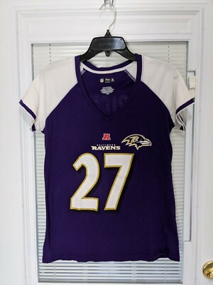 Team Apparel Women's NFL Football Baltimore Ravens #27 Rice Purple T-Shirt  Sz L