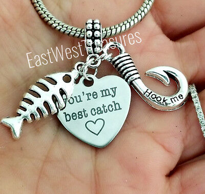 You are my best catch Fish hook love pendant For Bracelet necklace-European 
