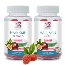 Glossy finish - HAIR, SKIN & NAILS - Vibrant complexion 2 Bottles 120 Gummies