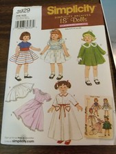 Simplicity Archive pattern 3929 clothes for 18 inch doll uncut