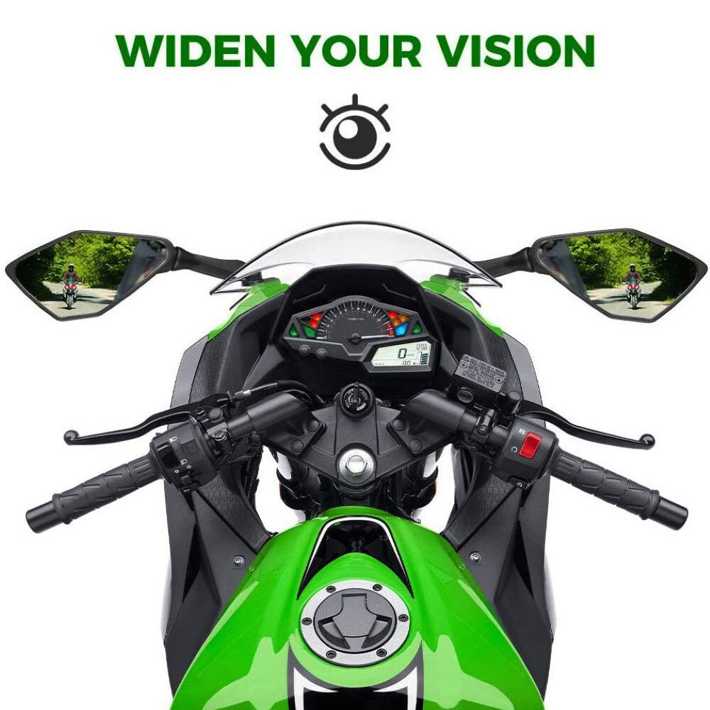 2X Black Motorcycle Rearview Side Mirrors For Kawasaki Ninja 300R EX300 2013-17