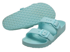 Cat Jack Girls Sandals Size 1 Teal Slide Slip On Summer FREE S H