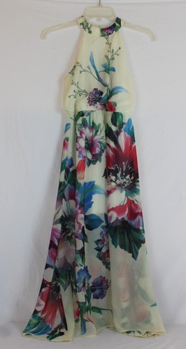 AVA & YELLY LANGES KLEID MÄDCHEN NECKHOLDER-STIL GEBLÜMT GR. 12 Neu ohne Etikett DHA241