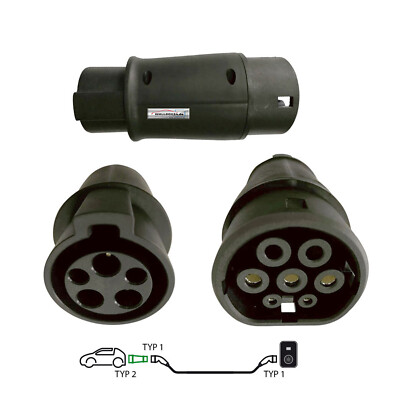 Wallbox 24 Adapter Kupplung Typ 1 Stecker zu Typ 2 Buchse 32A 1 Phasig für Ladeg