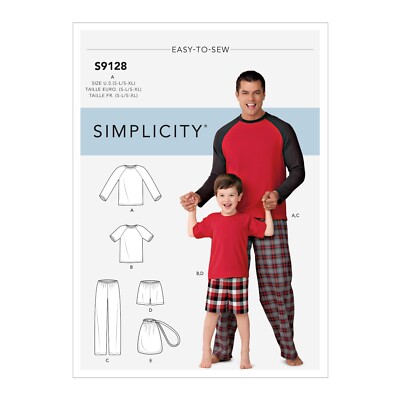 Simplicity 9128 Jungen & Herren Shorts Hose Schlafanzug Schnittmuster S-L/S-XL