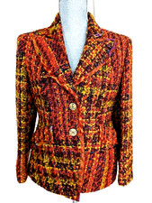 Bazar De Christian Lacroix France Wool Blend Tweed Blazer Jacket Size 42, New