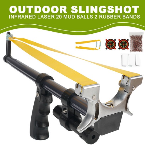 2pc Telescopic Slingshot wi Red Laser Aim Hunting Slingshot Catapult Rubber Band - Picture 13 of 16