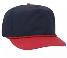 VINTAGE STYLE NEW OTTO BLUE & RED ZIP HAT CAP ADJUSTABLE BACK ADULT SZ BLANK