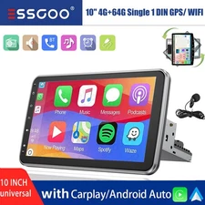 4G+64G 10'' Single 1 DIN Carplay Android 14 Car Stereo Radio Rotatable GPS