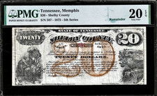 Apr. 25, 1875 Memphis Tennessee Shelby County $20 Obsolete Banknote PMG VF20 EPQ