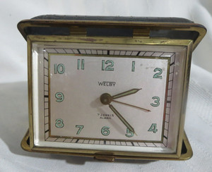 Vintage Welby Travel Alarm Clock Germany 7 Jewels Works
