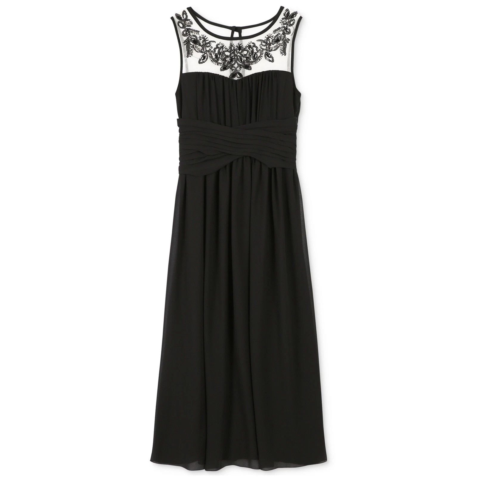 Speechless Girls Dress 7 Black Illusion Neckline Beaded Formal Party Midi Sleeve
