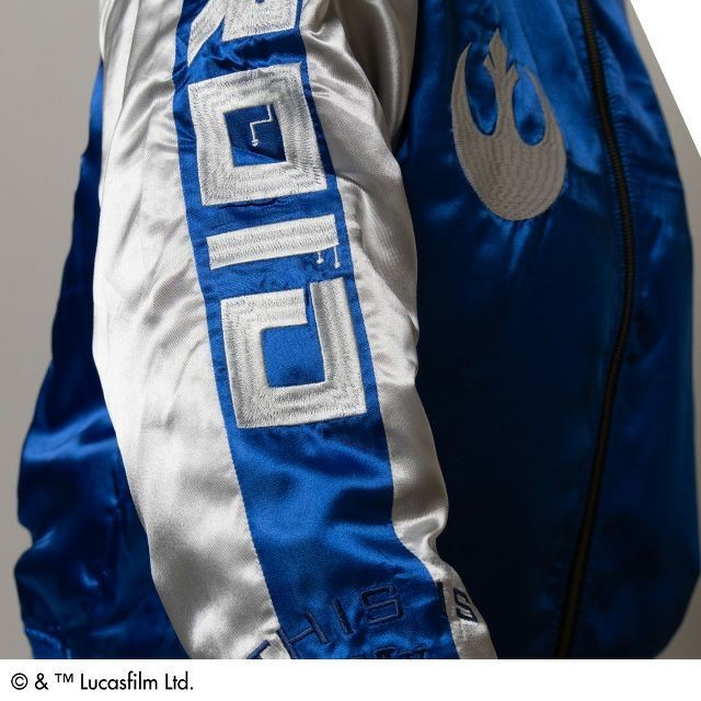 STAR WARS C-3PO R2-D2 Embroidery Jacket Sukajan Blue x White Japan