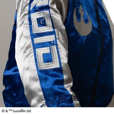 STAR WARS C-3PO R2-D2 Embroidery Jacket Sukajan Blue x White Japan