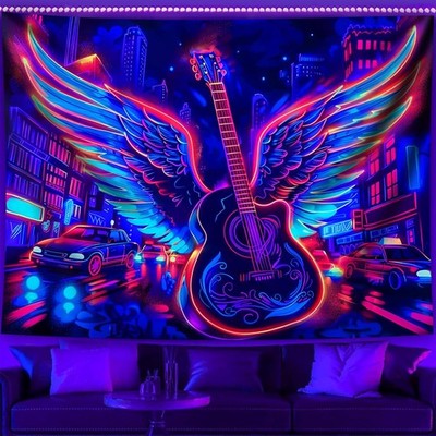 Blacklight UV Reactive Tapestry Trippy Neon Wall Hanging Glow in Dark Art Decors