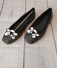 Franco Sarto Abigail Ballet Flat Tweed Black/Beige Women's Size 7.5 NEW IN BOX