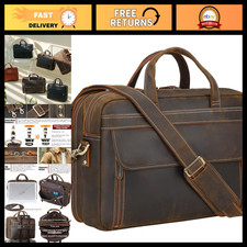 Stylish Leather Laptop Briefcase for 15.6"  17" Laptops - Men's Business Messen