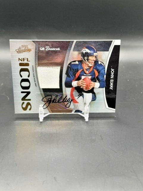 2009 Panini Absolute John Elway NFL ICONS Auto Game Worn Patch/25 (MEM,AUTO) HOF view 2
