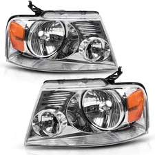 For 04-08 Ford F150 F-150 Headlights Chrome Housing Amber Corner Headlamp