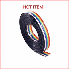 Hilitchi 16ft/5m 10 Wire Rainbow Color Flat Ribbon IDC Wire Cable