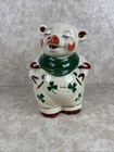 VINTAGE SHAWNEE POTTERY SMILEY PIG~Shamrock 1940s Cookie Jar