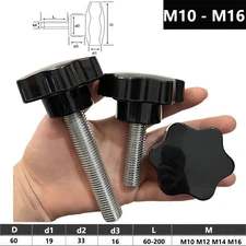 M12 M14 M16 Thread Male Star Screw Shaped Fixing Clamping Thumb Knob Bolt D=60mm