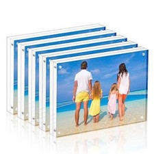 Acrylic Picture Frame 4x6,Clear Freestanding Double Sided 20mm Thickness Fram...