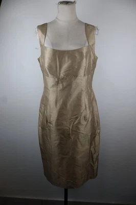 Marella Vestido Midi Sin Mangas Vintage Elegante Beige De Seda Talla 46 - Imagen 1 de 4
