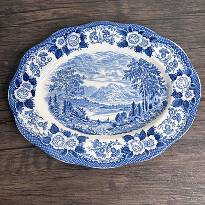 #ad ROYAL WARWICK 12quot; Oval Platter LOCH CRERAN Lochs of Scotland England Blue 4723 $44.99