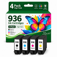 936 Ink Cartridges 4-Pack BK/C/M/Y Compatible for OfficeJet Pro 9120 9110 9122