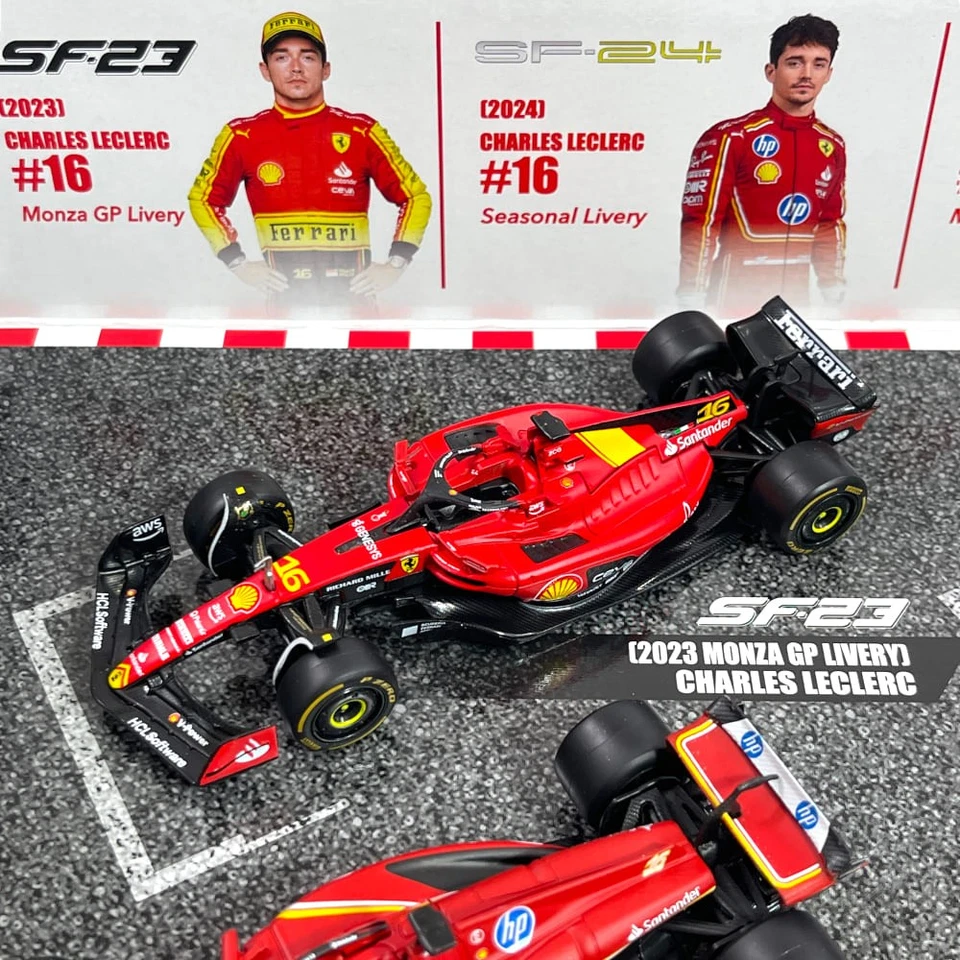 Set Modellini F1 BBurago 1/43 Ferrari SF-23 Monza 2023 Livery, SF-24 Seasonal... - Immagine 3 di 4