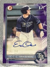 2022 Bowman Prospects Autographs Purple Paper Erik Ostberg Card 1st Bowman /250