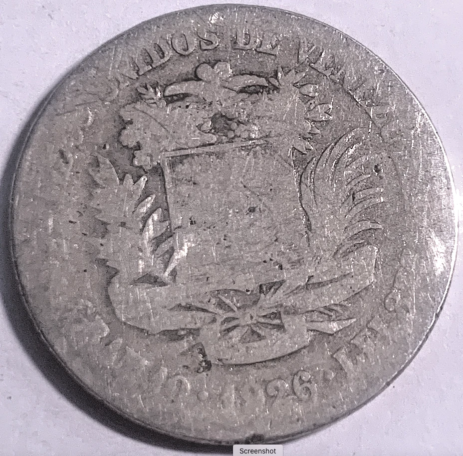 Moneda de Plata Venezuela 2 Bolívares 1926 Rara | Acuñada en USA | Solo 1.000.000 Tarta Foto 3 de 3