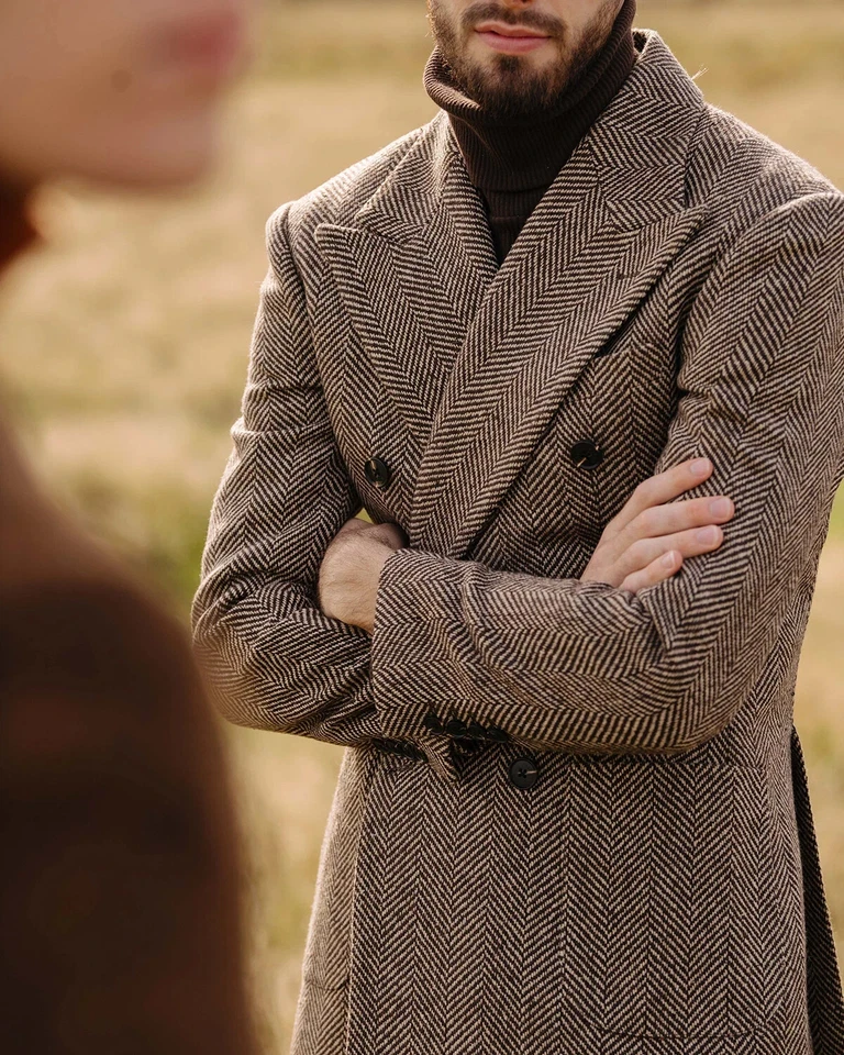 Trajes de hombre de negocios espiga ajuste regular formal solapa pico doble pecho nuevos Foto 2 de 4