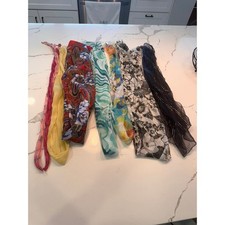 Lot of 7 Womens Scarves Assorted Floral Paisley Geometric Sheer Metallic Bundle