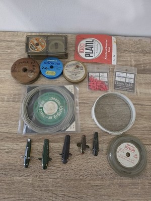 Vintage Angelgerät Restposten Süßwasserköder Hakenschnur Spurschnur