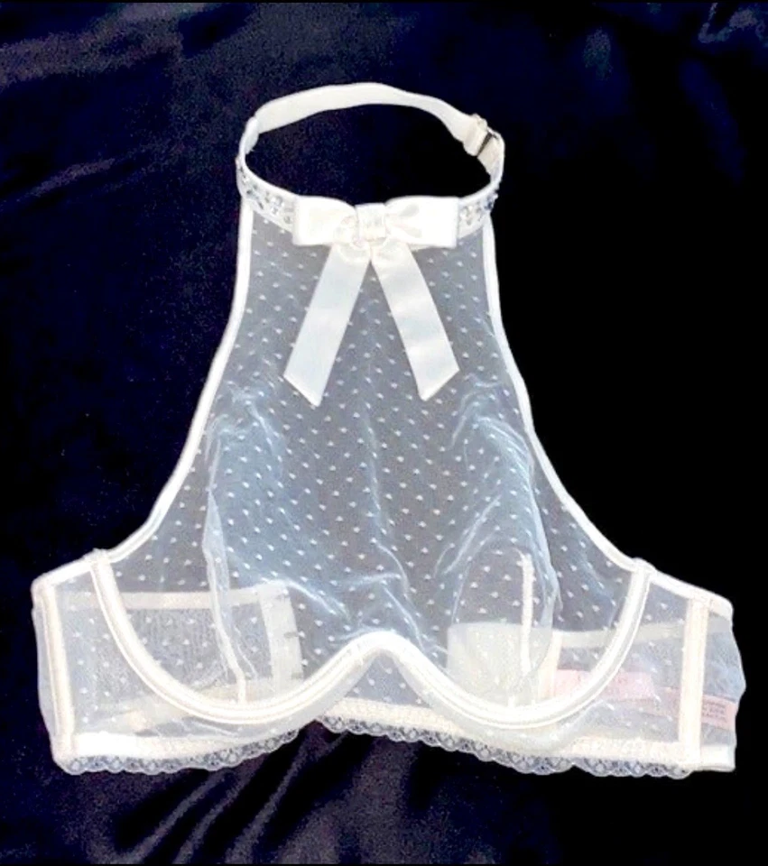 VICTORIA'S SECRET DREAM ANGELS MEDIUM WHITE EMBELLISHED UNLINED BRALETTE BRA NWT - Image 3 of 4