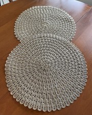 Set of 2 Round Placemats 15  Woven Natural BOHO Qty 2