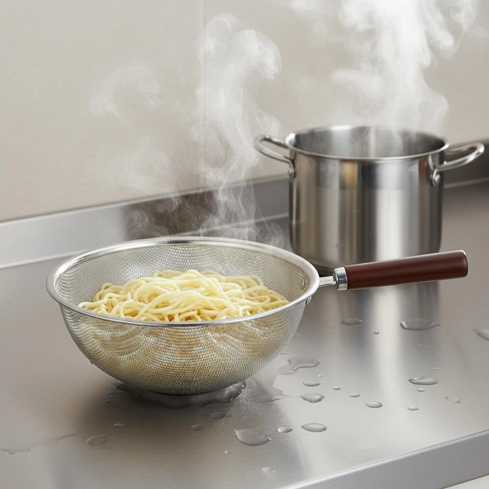 Stainless Steel Skimmer Easy to Drain Colander Skimmer Long-Lasting for Cooking