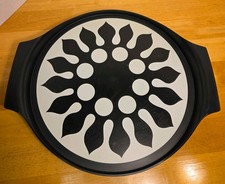 Vintage Rubbermaid Lazy Susan Tray MCM Bold Black White Sunburst 1970s Retro
