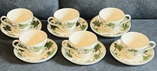 Wedgwood England Porcelain 6 Napoleon Ivy Green 2 5/8"Cup  Saucer Sets 1815